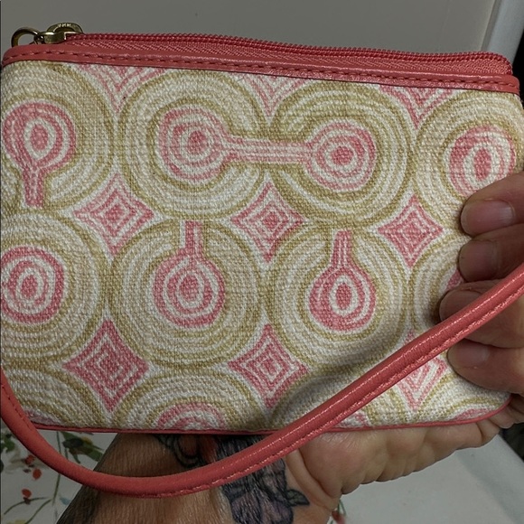 Coach Pink and Gold Geometric Wristlet - Picture 2 of 8